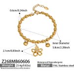 color: Z268-5A Zircon Gold Flower Heart Shape Bangle