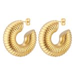 color: Spiral Pattern Hollow C Shape Earrings Gold MS-112