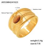 color: A955-Gold Tiger Eye Ring / size: US 6