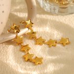 French Retro Women's Earrings 18K Gold Stainless Steel Glossy Whole String of Small Stars High-End Jewelry Ornament