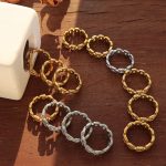 Personalized Stainless Steel Gold-Plated Simple Hollow Ring Minimalist Twin Men's and Women's Rings