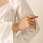 color: E314-Pink Zircon Bracelet -17cm