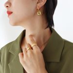 color: F032-Gold Green Zircon Earrings
