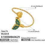 color: A1000-Blue Zircon Fish Tail Open Ring -B