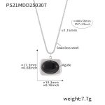 color: P521-Steel Color Black Agate Necklace 40+5cm