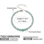 color: TXE610-Green Zircon Steel Color Bracelet -17+5cm