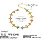 color: TXE617-A Multicolor Zircon Gold Bracelet -17.5+5cm