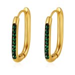 color: MS-805B Gold Oval Green Rhinestone