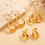Senior Design Irregular U-Shaped Earrings Stainless Steel 18K Gold Plating Cutout Earrings Women