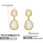 color: TXF553-Gold White Glass Stone Earrings