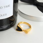 Electroplated 18K Gold Heart Print Ring Women's Simple Double Love Korean Creative Finger Ring