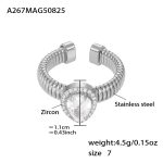 color: A267-Steel Color Drop Zircon Ring / size: One US 7