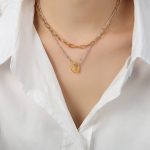color: P787-Gold Double Layer Necklace
