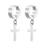color: 4*9 Hanging Cross Earrings Steel Color MS-436