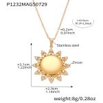 color: P1232-Gold Sunflower Necklace 41+5cm