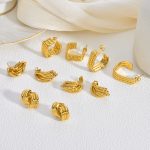 Stainless steel earrings, light luxury, high-end women's jewelry, versatile gold stud earrings.
