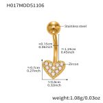 color: H017-Gold Post Length 11.4mm Post Thickness 1.55mm