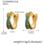 color: F1209-Green Color Zircon Earrings -Large