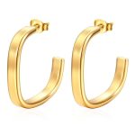 color: Square Wire Welded Pin Earrings Gold MS-072
