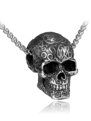 Skull Ruyi Exaggerated Cross Pearl Chain Necklace Stainless Steel Retro Pendant Ornaments