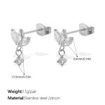 color: EH1333WES White Zircon Silver Earrings