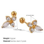 color: EH1003WEG Crystal Stone Gold Stud Earrings