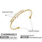 color: Z346-Heart Zircon Gold Open Bangle