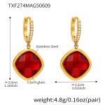 color: TXF274-Gold Red Zircon Earrings