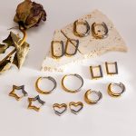 Square Earrings Stainless Steel Unisex Gold Geometric Five-Pointed Star Ear Clip Ear Studs Batch Qualification