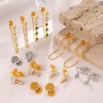 New Premium Design Zircon-Inlaid Pendant Earrings Stainless Steel Temperament Chain Tassel Earrings