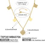 color: TXP381-Four-petal Flower Zircon Gold Necklace -41+5cm