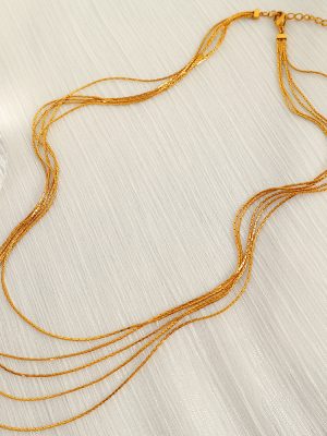 French Retro Twin Multi-Layer Gold Snake Bones Chain Cold Minimalistic Personalized Hip Hop Stainless Steel Necklace