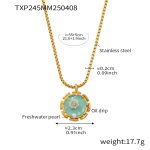 color: TXP245-Matcha Rose Enamel Necklace 55+5cm