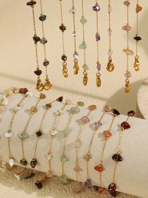 New Color Gravel Bohemian Necklace Bracelet Irregular Jewelry Set for Women