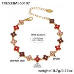 color: TXE533-Red Color Zircon Bracelet 16.5+5cm