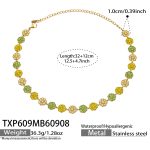 color: TXP609-Yellow Zircon Gold Necklace -32+12cm