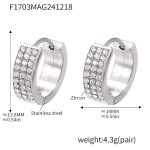 color: F1703-Steel Color White Zircon Earrings