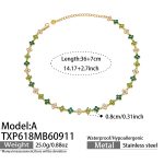 color: TXP618-A Style Green Zircon Gold Necklace -36+7cm