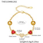 color: TXE515-Red Color Glass Stone Gold Bracelet 16+5cm