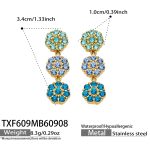 color: TXF609-Blue Zircon Gold Earrings