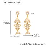 color: F1123-Gold Fishbone Earrings