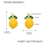 color: TXF288-2 Lemon Green Rhinestone Stud Earrings