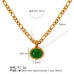 color: XL137 Green Glass Gold Necklace