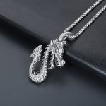 New Dragon Pearl Chain Necklace Stainless Steel Retro Pendant Ornaments