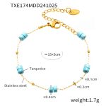 color: TXE174-Gold Blue Turquoise Bracelet