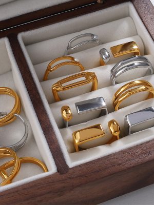 Minimalist Trendy Stainless Steel Double-Layer Ring Ins Design Ring Suit