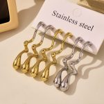 Irregular Water Drop Color Matching Earrings Stainless Steel 18K Gold Plating Simple Glossy Hollow Earrings Advanced Non-Fading