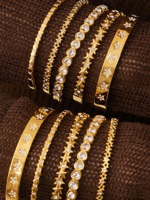 Stainless Steel Stars Heart 5A Zircon Bracelet Full Diamond 18K Gold Design Bracelet