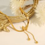 Stainless Steel Plated 18K Gold Butterfly Necklace for Women Graceful Mori Fresh Necklace Clavicle Chain Jewelry