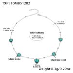 color: TXP510-Light Green Faceted Stone Steel Color Necklace 42+5cm
